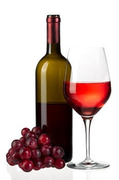  red wine and grapes