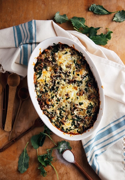 Baked eggs with kale and sausage -one of the most filling ketogenic breakfast recipes