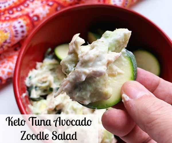 Keto Tuna Avocado Zoodle Salad